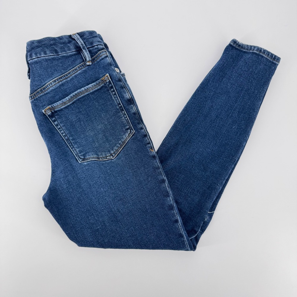 Good American Good Waist Skinny Jeans Distressed Indigo Cashmere Blend 2/26‎
